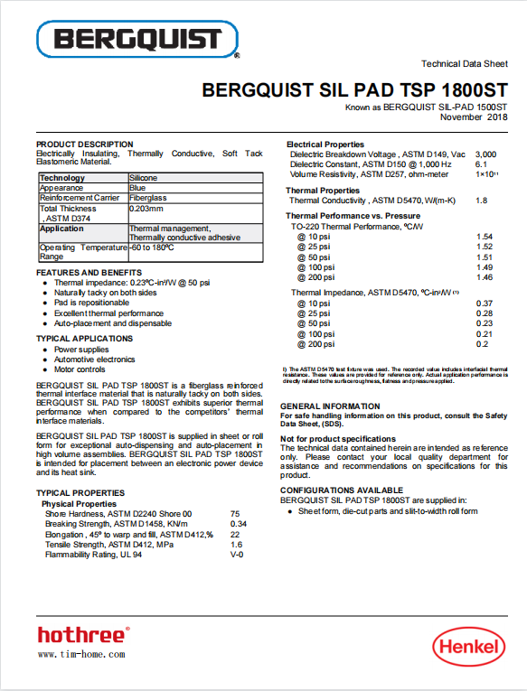 BERGQUIST SP1500ST SIL PAD 1500ST