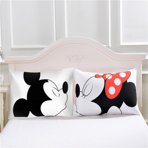 Mickey Mouse Pillow Case White Couple Lovers pillow cover Throw